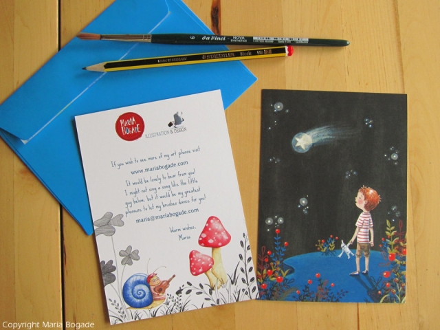 Beautiful promotion piece: now we see the back with more color art and a note. And a matching envelope!